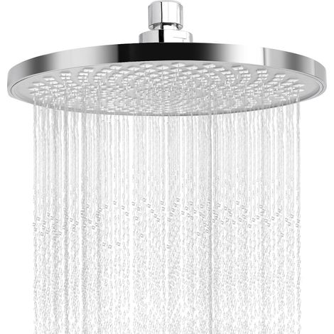 Tete de Douche Pluie 22cm, Pomme de Douche à effet pluie Anti Calcaire, Ronde Pommeau de Douche Fixes Haute Pression pour Salle de Bain, Rotatif 360°, Universelle Filetage 1/2 Pouce, Chrome (1/5)