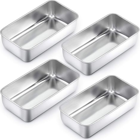 Lot de 4 moules à pain rectangulaires en acier inoxydable pour pain, gâteau, toast, sain, facile à nettoyer et passe au lave-vaisselle, 2214.56.5cm (1/5)