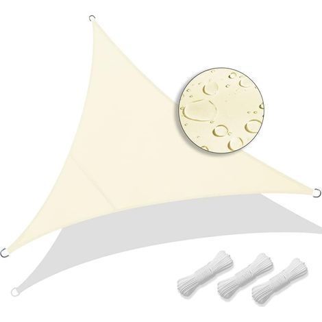 Voile d'ombrage triangulaire 3x3x3m, auvent extérieur, protection UV étanche, voile d'ombrage pour jardin, balcon, terrasse, Beige (1/5)