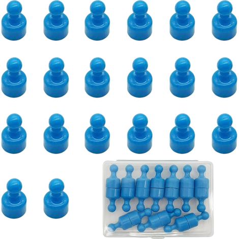 Lot de 20 Mini aimants colorés, puissants aimants en néodyme pour réfrigérateur, Tableau magnétique, punaises pour Bureau et Maison, 12 x 20 mm (Bleu) (1/5)