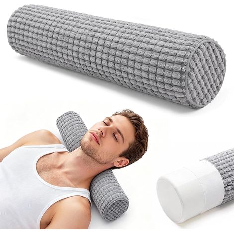 Traversin avec housse - 11 x 45 cm - Coussin décoratif - Coussin de canapé - Rouleau de genou - Mousse à mémoire de forme - Coussin orthopédique - Lavable (1/5)