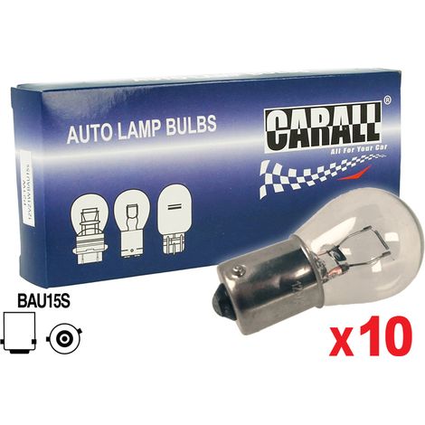 10 lampade alogene S25 PY21W 12V 21W BAU15S trasparenti piedi storti