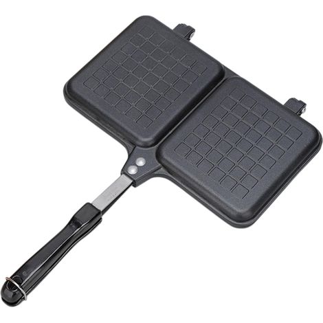 Appareil à croque-monsieur à 2 panneaux pour le camping et le petit déjeuner – Double presse à petits avec revêtement antiadhésif, barbecue portable pour des collations rapides
