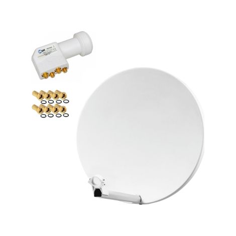 Pack HDSAT Parabole satellite fibre composite Blanche 60cm BRIDES INOX + LNB Quad HD 4K (1/4)