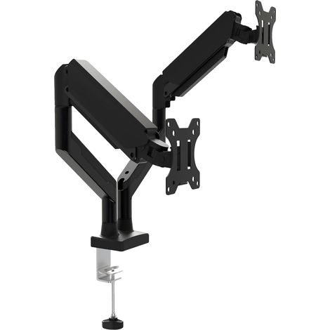 Brazo para monitor, altura ajustable, rotación de 360 ​​grados, soporte para dos monitores - Negro (1/2)