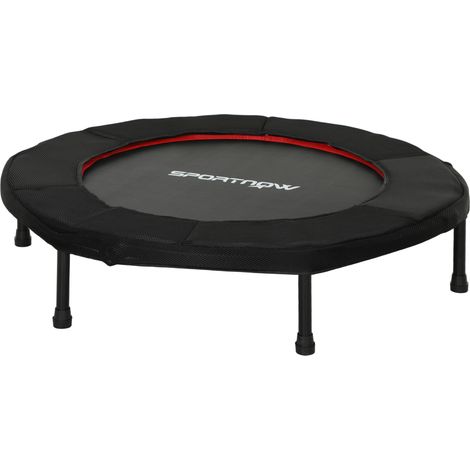 Trampoline de fitness, Ø 102 cm, trampoline d'exercice, pieds antidérapants, cadre en acier, capacité de 100 kg, rouge