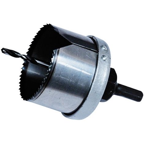 Lochsäge + Mandrin/Bohrer - D. 65 mm H. 40 mm - für Holz, Gips - LEMAN - 50065