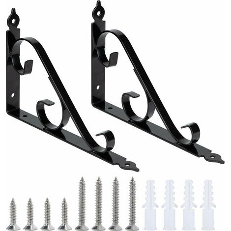 Support Étagère Mural en Métal Support Équerre Triangulaire 90 Degrés Multifonctionnel D'étagère de Support avec Vis pour Jardinage, Salle de Bains, Cuisine 250mm 164mm 1 Paire (Noir) (1/5)