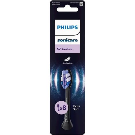 Cabezales de cepillo Philips Sonicare HX6058/88 S2 Sensitive extra suave negro - Pack de 8