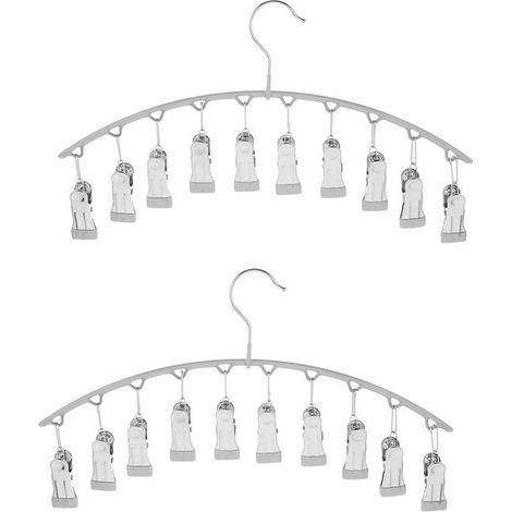 Perchas antideslizantes de acero inoxidable de 2 piezas con 10 pinzas, ideales para colgar pantalones de yoga, ahorrar espacio en el dormitorio, baño, hotel o balcón - Gris (1/5)