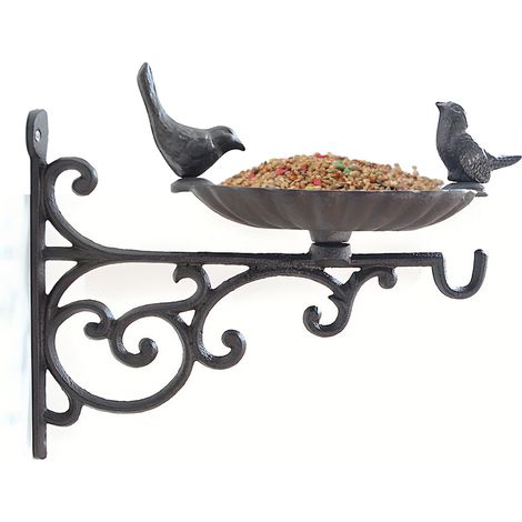 Ganchos de pared para comederos de pájaros, ganchos para cestas colgantes, soporte rústico de hierro fundido para terraza (1/5)