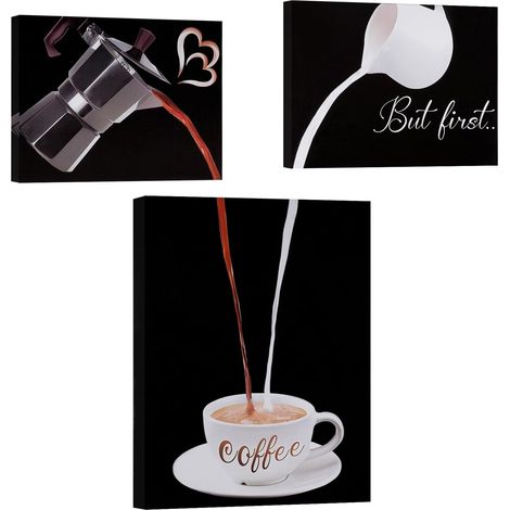 Lot de 3 posters de cuisine avec cadre - Images café - 40 x 30 cm (1/5)