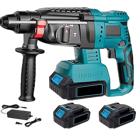 Martillo perforador eléctrico, alta potencia de impacto, diseño inalámbrico, con 2 baterías. (1/2)