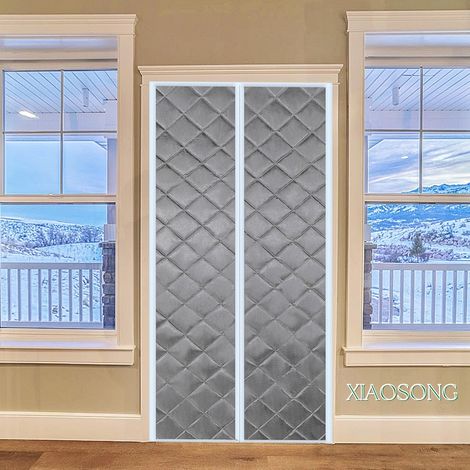 Rideau de Porte Isolant Thermique, 75x205cm Rideau de Porte Épaississant d'hiver, Isolant Phonique Anti Froid, en Coton Magnétique(Gris)-KZQ (1/5)