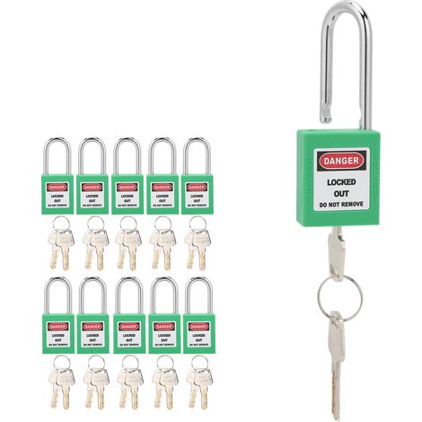 10 Ensembles Cadenas de Sécurité 38mm en Nylon Antidérapant, Résistance aux Intempéries avec 20 Clés, Couleur Verte (1/5)