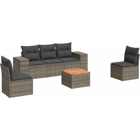 Maison Exclusive - 6-tlg. Garten-Sofagarnitur mit Kissen Grau Pol