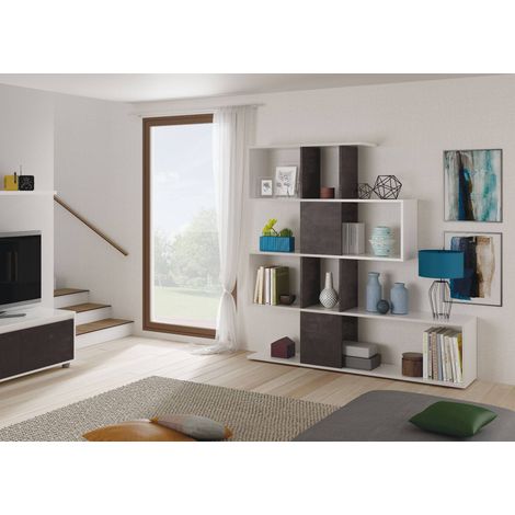 Librería 145 x 29 x 145 cm blanco artik-efecto industrial (1/5)