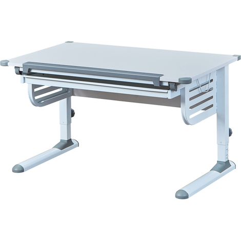 Bureau inclinable avec 1 tiroir bois laqué blanc - Dim : 110 x 68 x 55/78 cm -PEGANE- (1/4)