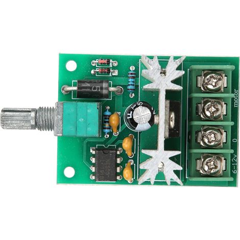PWM-Drehzahlregler für Gleichstrommotoren mit Drehknopf aus Aluminiumlegierung, DC 6–12 V, 6 A (1/5)