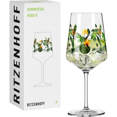 Verre à Hugo 500 ml - Verre à apéritif - Série rosée d'été - Motif 16 avec orchidée multicolore - Made in Germany (1/5)