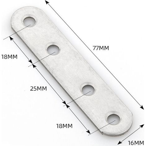 CSPARKV 20 PCS Plaques d'assemblage perforée plates (77 x 16 x 1.8mm) Plaques de raccord Plaques de connexion, Supports de Fixation Droits Plats Métalliques, en acier galvanisé