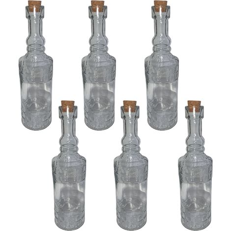 6 Bottiglie in vetro 150 ml con tappo per liquori limoncello wisky decorazioni decoupage bomboniera bottigline olio sali minerali collezione