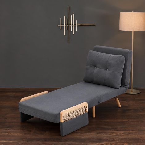 Fauteuil convertible gris 3-en-1 avec dossier inclinable (1/5)