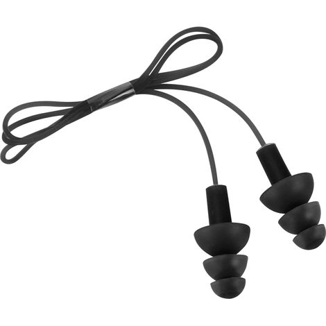 Wasserdichte, weiche Silikon-Ohrstöpsel mit Kabel zur Geräuschdämpfung beim Schwimmen (Schwarz) (1/5)
