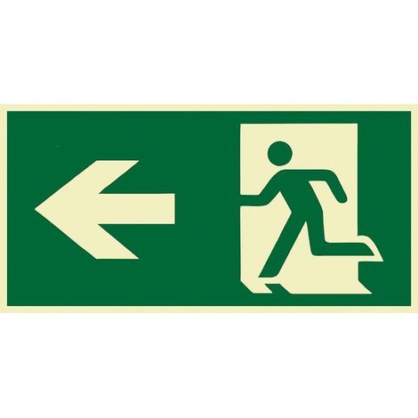Panneau Sortie de Secours Flèche Gauche 300x150mm – Signalisation Évacuation ISO 7010 E001, Pictogramme Issue Secours, Voie d'Évacuation, Signalétique Sécurité Incendie pour Entreprise et ERP -