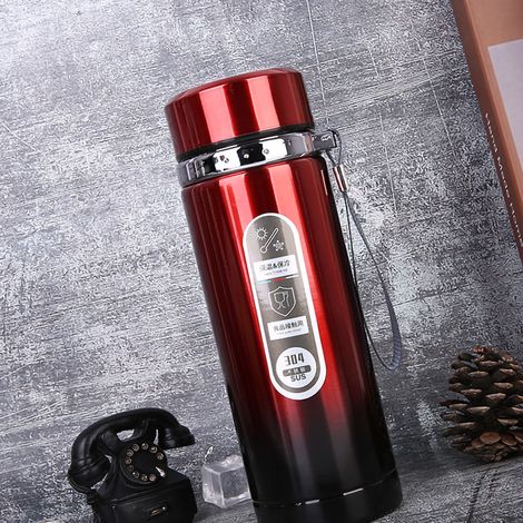 Gourde isotherme grande capacité en acier inoxydable pour le sport en extérieur, avec sangle de voiture, cadeau original, rouge 1000 ml (1/5)