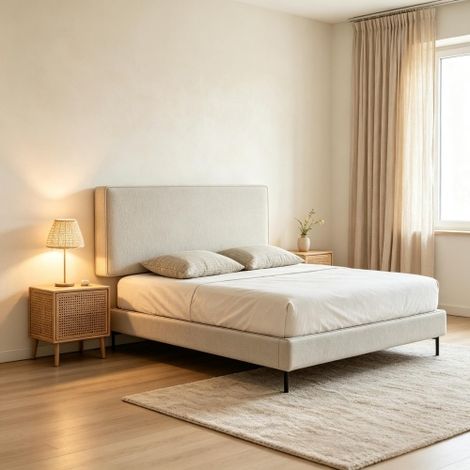 Testiera imbottita da appendere al muro in lino, 140 x 60 cm, testiera da parete per camera da letto (solo testiera da parete) In loco (1/5)