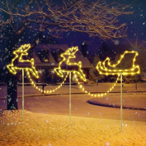 129 LEDs Decoration Noel Exterieur, [Blanc Chaud & Multicolore] Rennes Noel Lumineux IP65 Etanche, Decoration Noël avec Fonction Mémoire & Minuterie, Deco Noël pour Jardin Chemin Cour (1/5)
