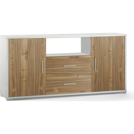Madia 2 Ante 2 Cassetti 174x84x41 cm Ossido Bianco/Noce Stelvio (1/3)