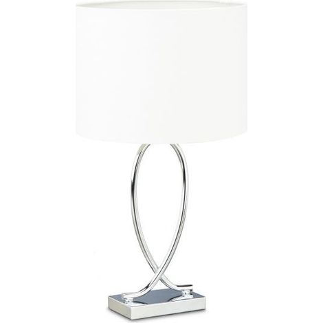 Lampada da tavolo con paralume in tessuto argento (1/5)