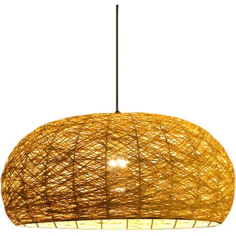 Ortviai Suspension en bambou tissé main – Lampe suspendue élégante et chaleureuse pour salle à manger, salon ou restaurant (1/5)