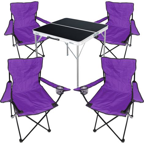 5-teiliges Campingmöbel Set schwarz - lila-MMC330883B+4xMPO2467 (1/4)