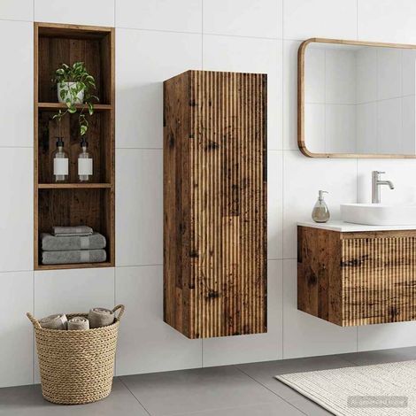 Mueble de baño montado en la pared Madera envejecida