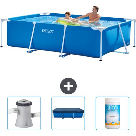 Intex – Piscine tubulaire rectangulaire 260x160x65 cm – Pompe à filtre 1250L/h – Bâche de protection – Comprimés de chlore inclus (1/4)
