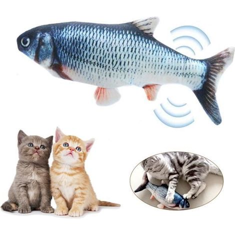 Jouet pour Chat - Drôle - Simulation Poisson - Coton PP - Herbe à chat intégrée - Interactif (1/4)