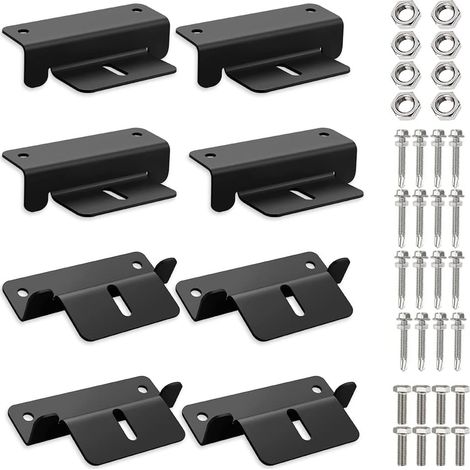 Solarmodul Z-Halter, Solarpanel Montagehalterung mit Muttern und Schrauben Solarmodul Halterung Korrosionsschutz-Kits für Wohnmobil, Boot und Dach Installation, 8 Stück(Schwarz) (1/5)