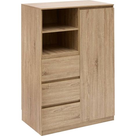 Penderie dolo h.115cm 1 porte 3 tiroirs beige - 5five (1/5)