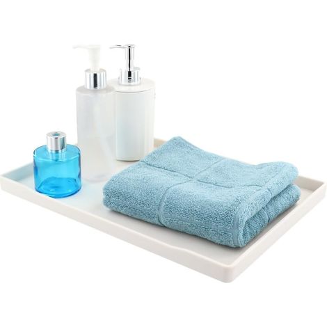 Plateau de rangement pour serviettes de toilette, 33 x 25,4 cm, plateau à bijoux décoratif moderne, organisateur de comptoir de salle de bain pour serviettes en papier'-'- (1/5)