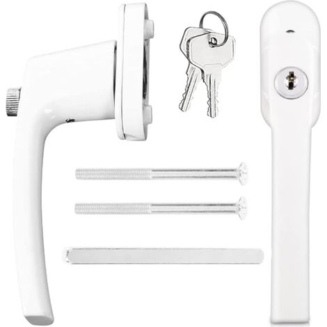 Poignee de Fenetre avec Serrure, Poignée de Fenêtre Verrouillable, Poignées à Clé en Aluminium, Vis Fixation, Convient aux portes et Fenêtres (Blanco) (1/5)