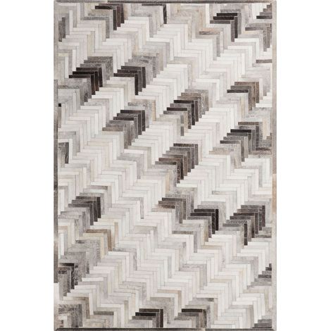 Teppich ARSUZ Grau 140 x 200 cm Echtleder