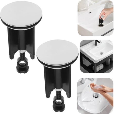 Bouchons de baignoire Bouchons à pression Bouchons de vidange à clapet Bouchons de lavabo de rechange (4 x 6,6 cm Noir) (1/5)