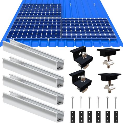 Support de panneau solaire pour toit plat, fixation de panneau solaire, kit de montage 2 modules, support de module PV, convient pour toit plat et toit trapézoïdal (1/5)