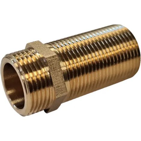 Riquier – Raccord de robinetterie – Mamelon double mâle rallonge 20X27 – Filetage entrée 20 mm – Longueur 57 mm – Diamètre intérieur 18 mm (1/2)