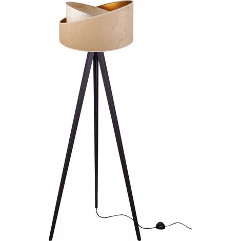 Stehlampe, stehend, Dreibein, Holz, Lampenschirm, Muster (1/5)