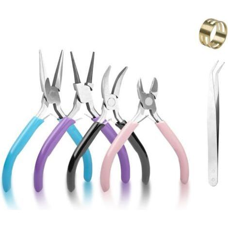 4 Piece Pliers Set, 4.5 Inch Needle Nose Pliers, Side Cutters, Jewelry Pliers, Wire Cutters, Round Nose Pliers Set, Jewelry Making Tool for Jewelry Making (1/5)