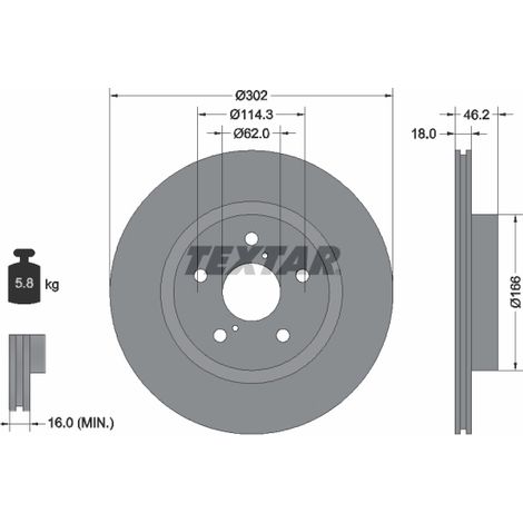 Lot de 2 Disques de frein Textar 92093500 TOYOTA 4351242010 4351242020
